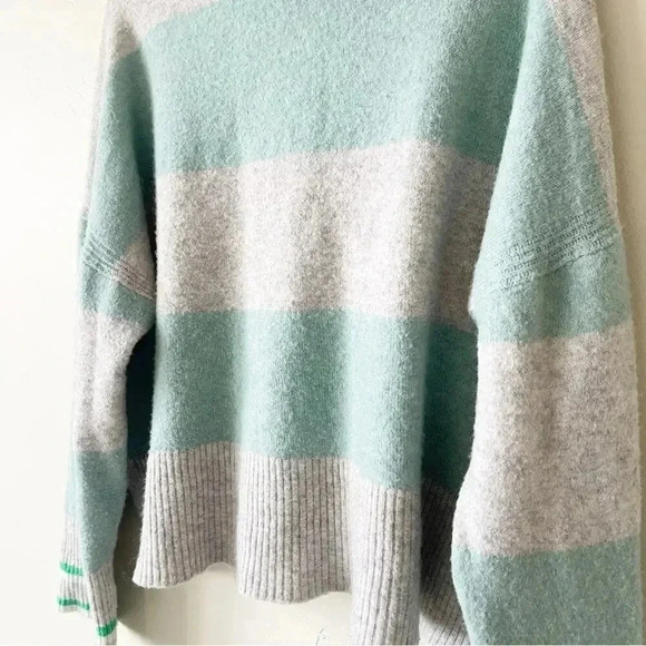 J.Crew Striped turtleneck sweater in Supersoft yarn Heather Grey Mint Size Large - Picture 9 of 12